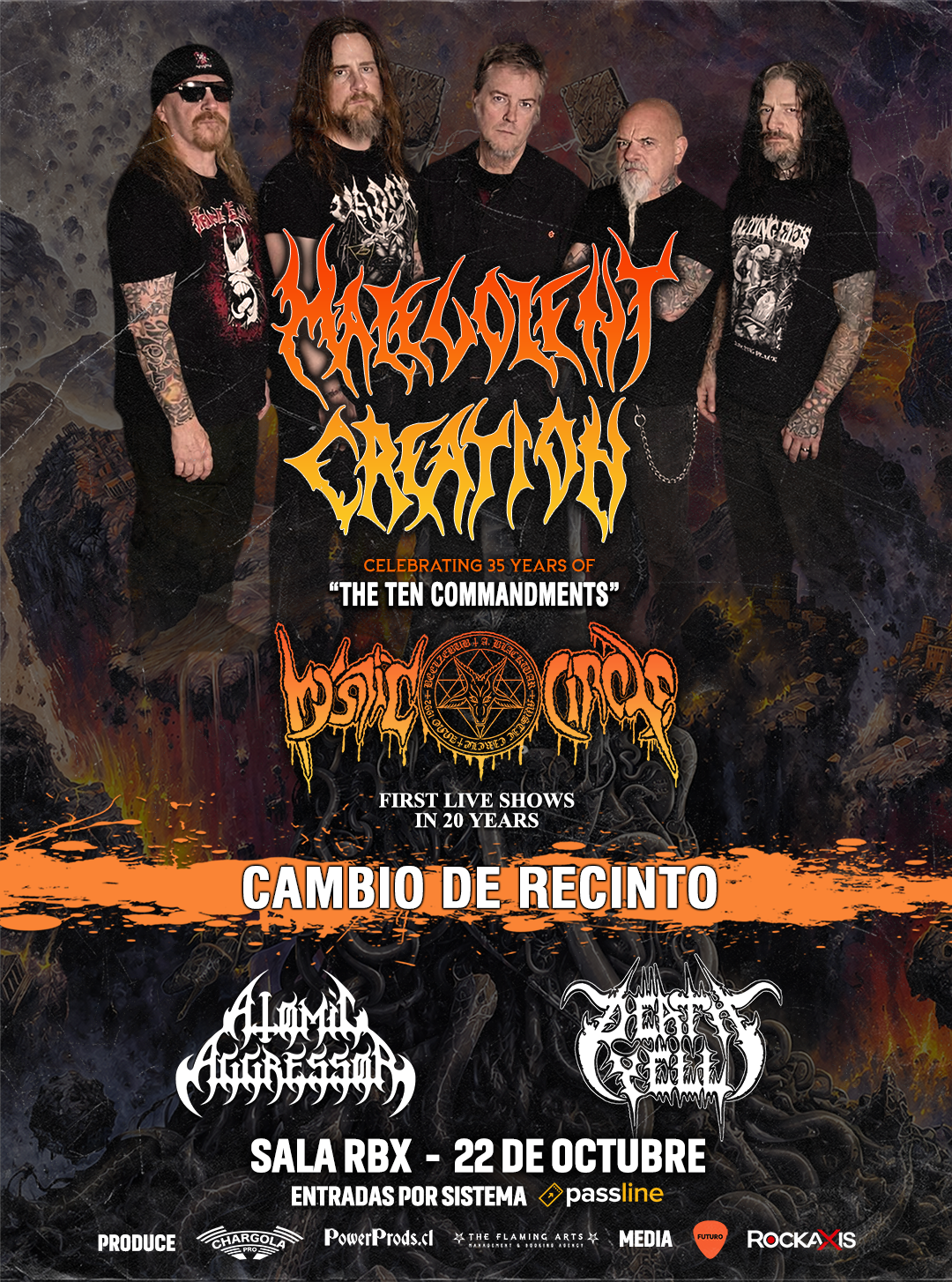 Malevolent Creation y Mystic Circle en Chile: Cambio de recinto